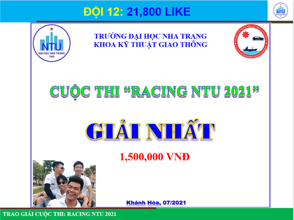 TỔNG KẾT CUỘC THI "RACING NTU 2021"