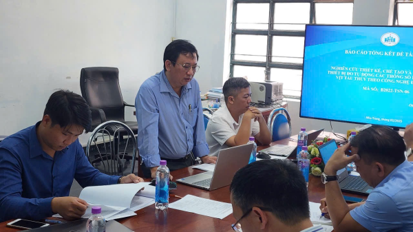 Họp hội đồng đánh giá nghiệm thu đề tài KHCN cấp Bộ “Nghiên cứu thiết kế, chế tạo và thực nghiệm thiết bị đo tự động các thông số hình học chân vịt tàu thủy theo công nghệ đo hiện đại”